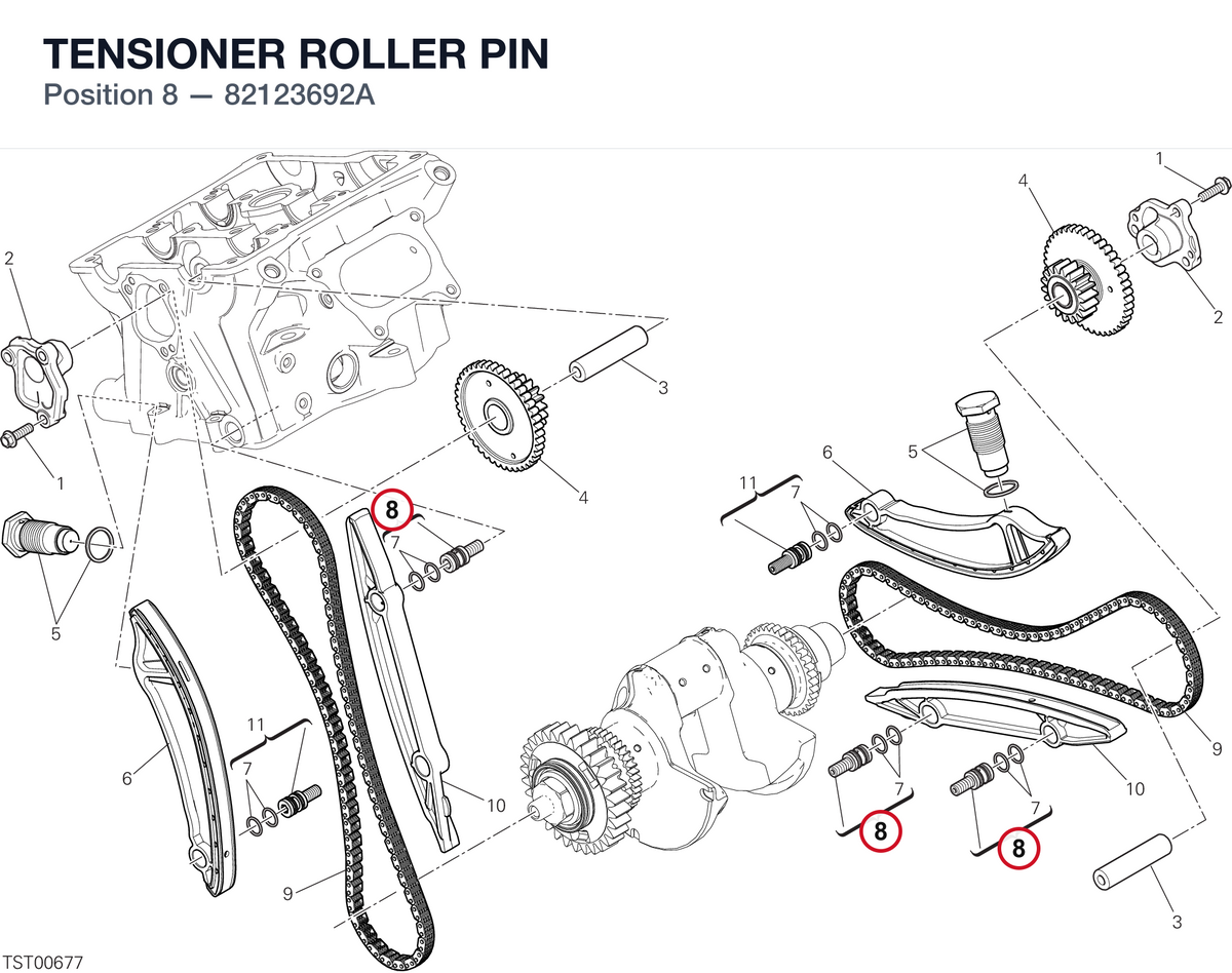 TENSIONER ROLLER PIN 82123692A diagram position
