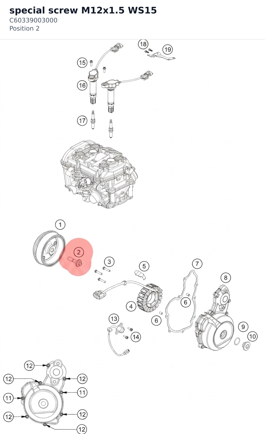 Diagram preview: special screw M12x1.5 WS15 (C60339003000)
