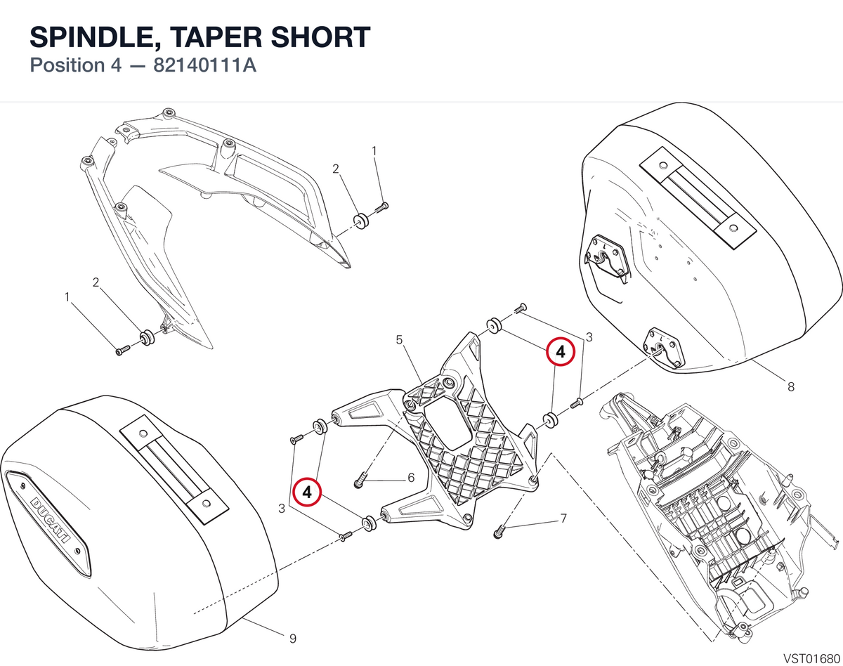 SPINDLE, TAPER SHORT 82140111A diagram position