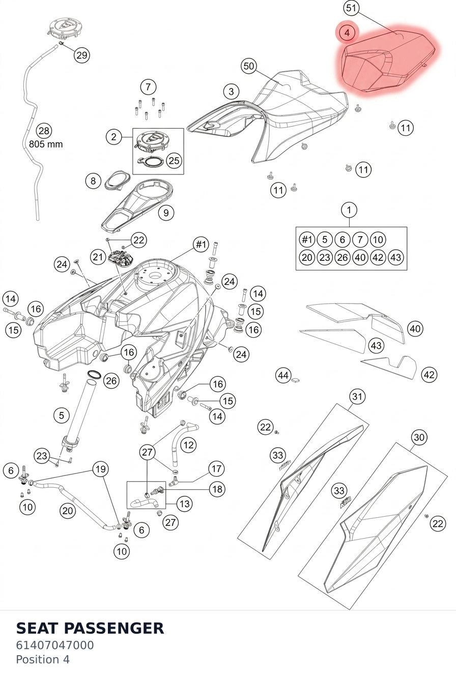 Diagram preview: SEAT PASSENGER (61407047000)