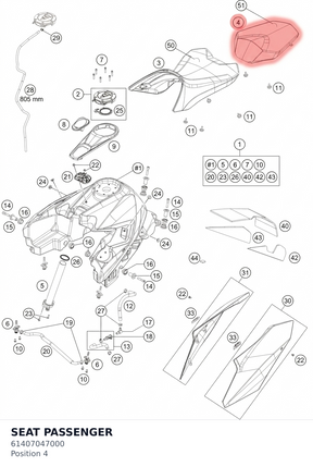 Diagram preview: SEAT PASSENGER (61407047000)
