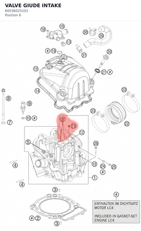 Diagram preview: VALVE GIUDE INTAKE (60036025101)