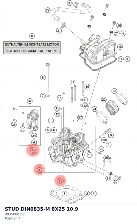 Diagram preview: STUD DIN0835-M 8X25 10.9 (0835080256)