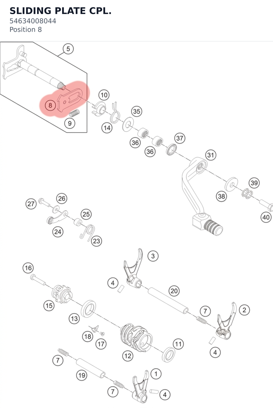 Diagram preview: SLIDING PLATE CPL. (54634008044)