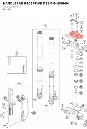 Diagram preview: HANDLEBAR RECEPTIVE D28MM-H36MM (79001039236C1)