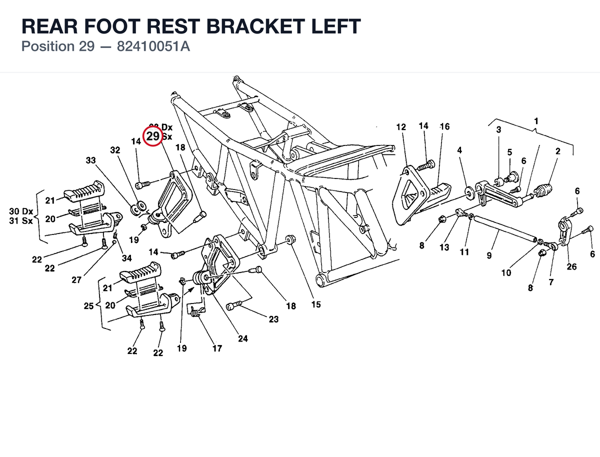 REAR FOOT REST BRACKET LEFT
