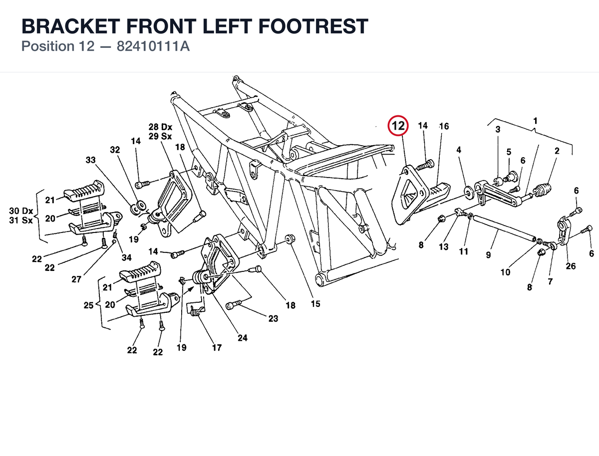 BRACKET FRONT LEFT FOOTREST