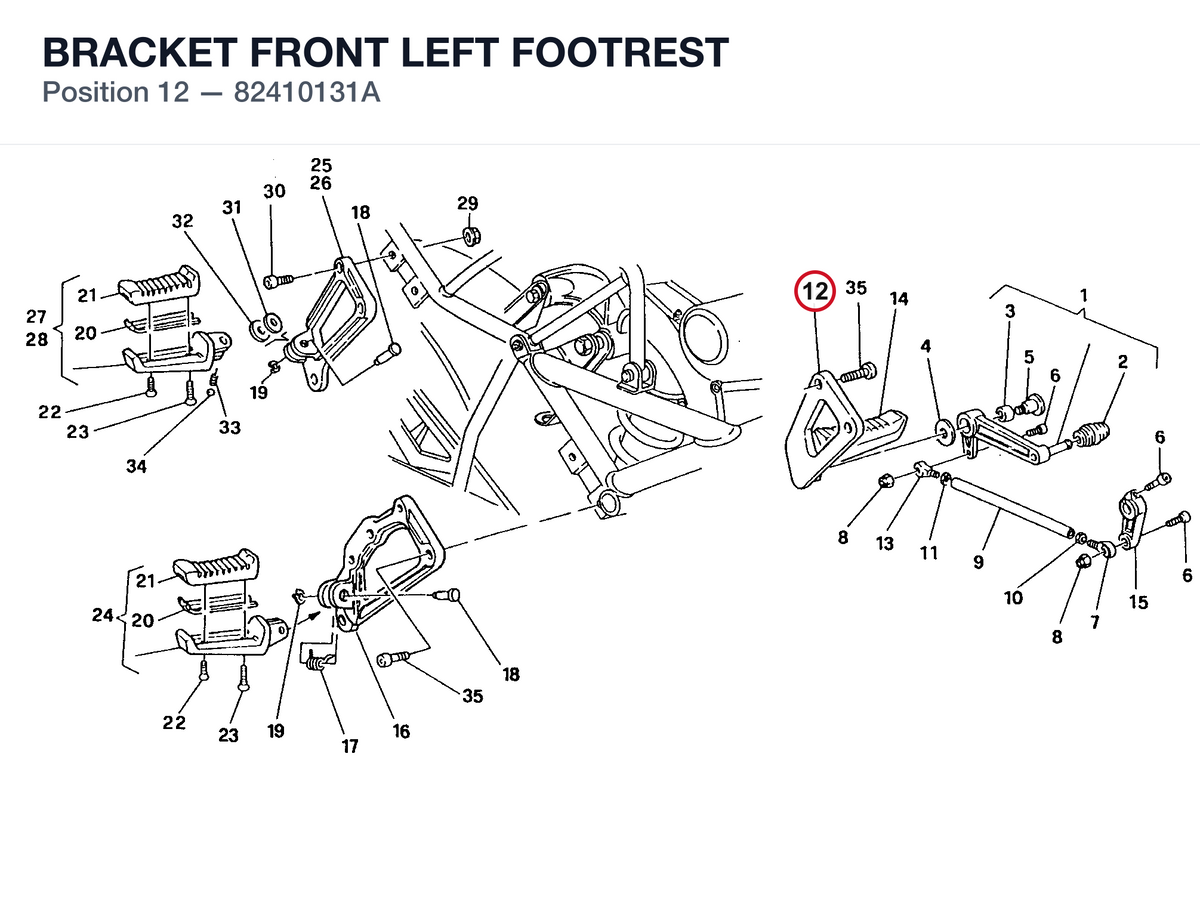 BRACKET FRONT LEFT FOOTREST