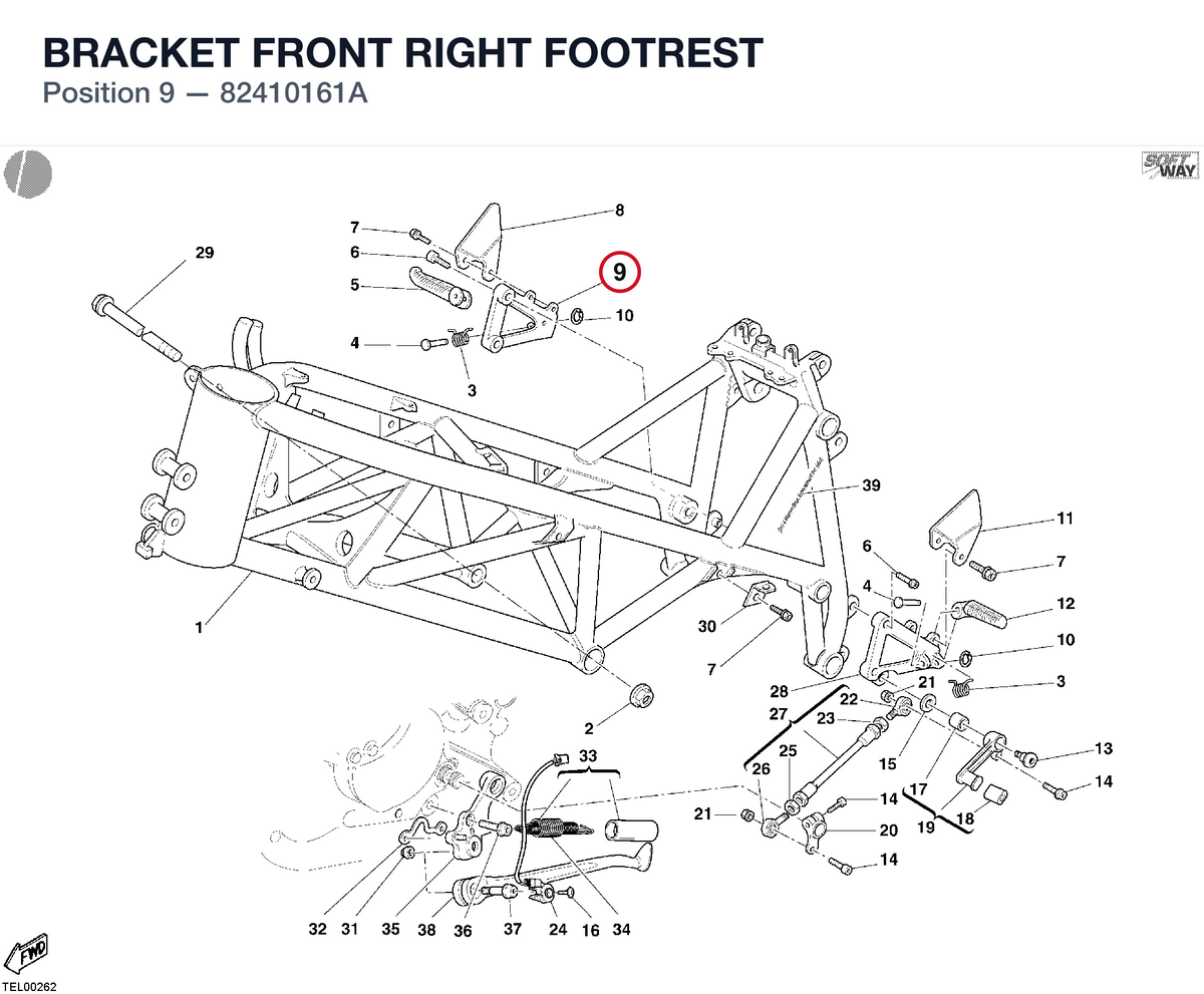 BRACKET FRONT RIGHT FOOTREST 82410161A diagram position