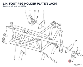 L.H. FOOT PEG HOLDER PLATE(BLACK) 82410332A diagram position