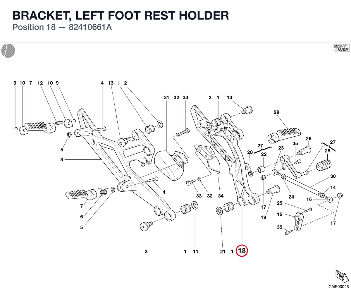 BRACKET, LEFT FOOT REST HOLDER 82410661A diagram position