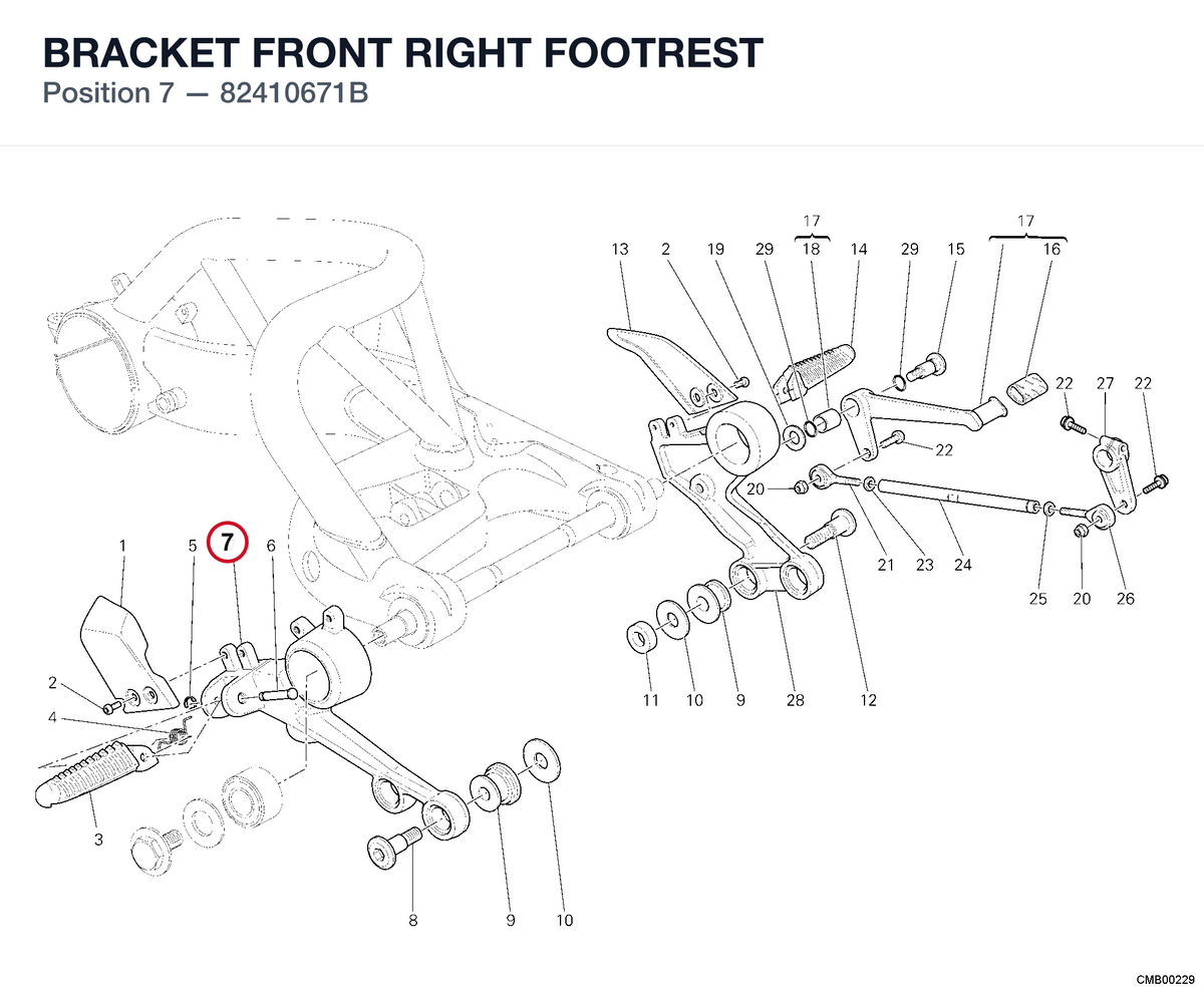 BRACKET FRONT RIGHT FOOTREST