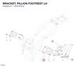BRACKET, PILLION FOOTREST LH 82410701A diagram position