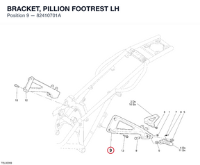 BRACKET, PILLION FOOTREST LH 82410701A diagram position