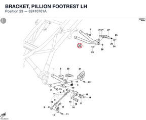 BRACKET, PILLION FOOTREST LH 82410761A diagram position