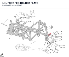 L.H. FOOT PEG HOLDER PLATE 82410841B diagram position