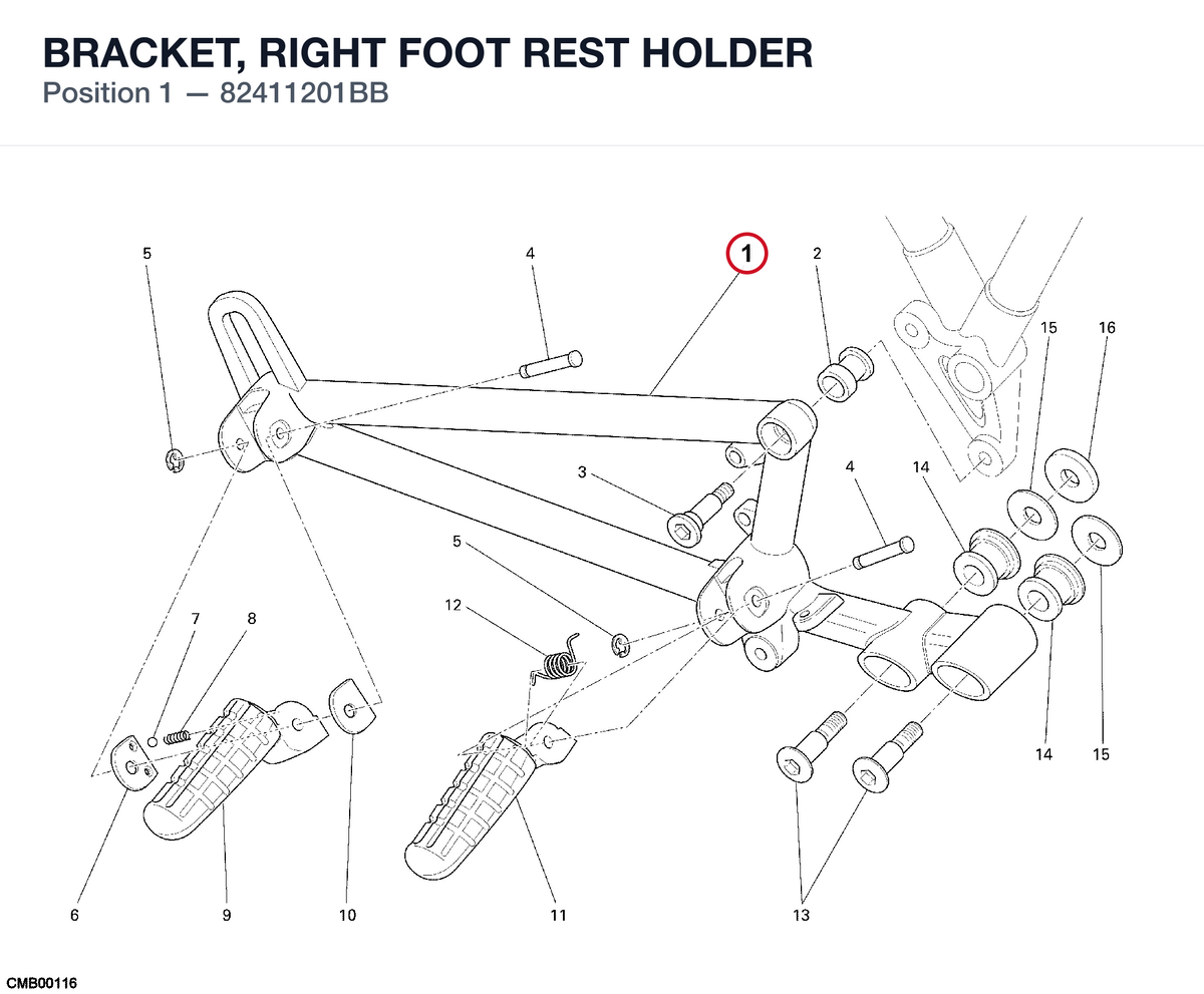 BRACKET, RIGHT FOOT REST HOLDER 82411201BB diagram position