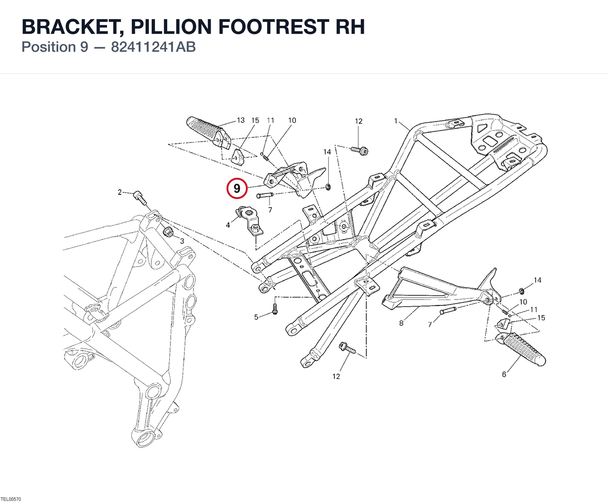 BRACKET, PILLION FOOTREST RH 82411241AB diagram position