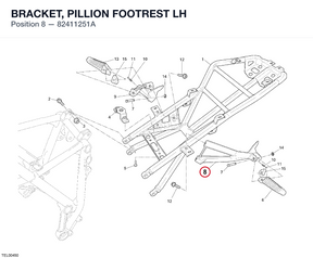 BRACKET, PILLION FOOTREST LH 82411251A diagram position