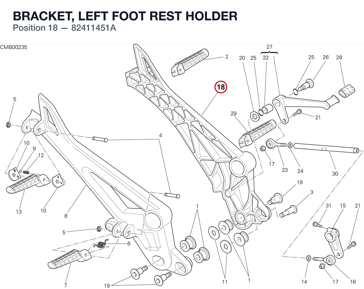 BRACKET, LEFT FOOT REST HOLDER