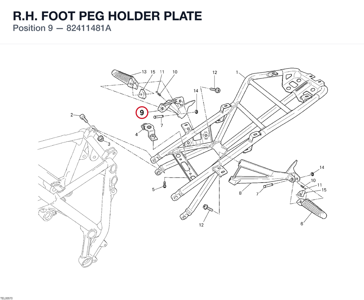 R.H. FOOT PEG HOLDER PLATE 82411481A diagram position