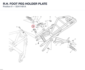 R.H. FOOT PEG HOLDER PLATE 82411481A diagram position