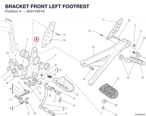 BRACKET FRONT LEFT FOOTREST 82411651A diagram position