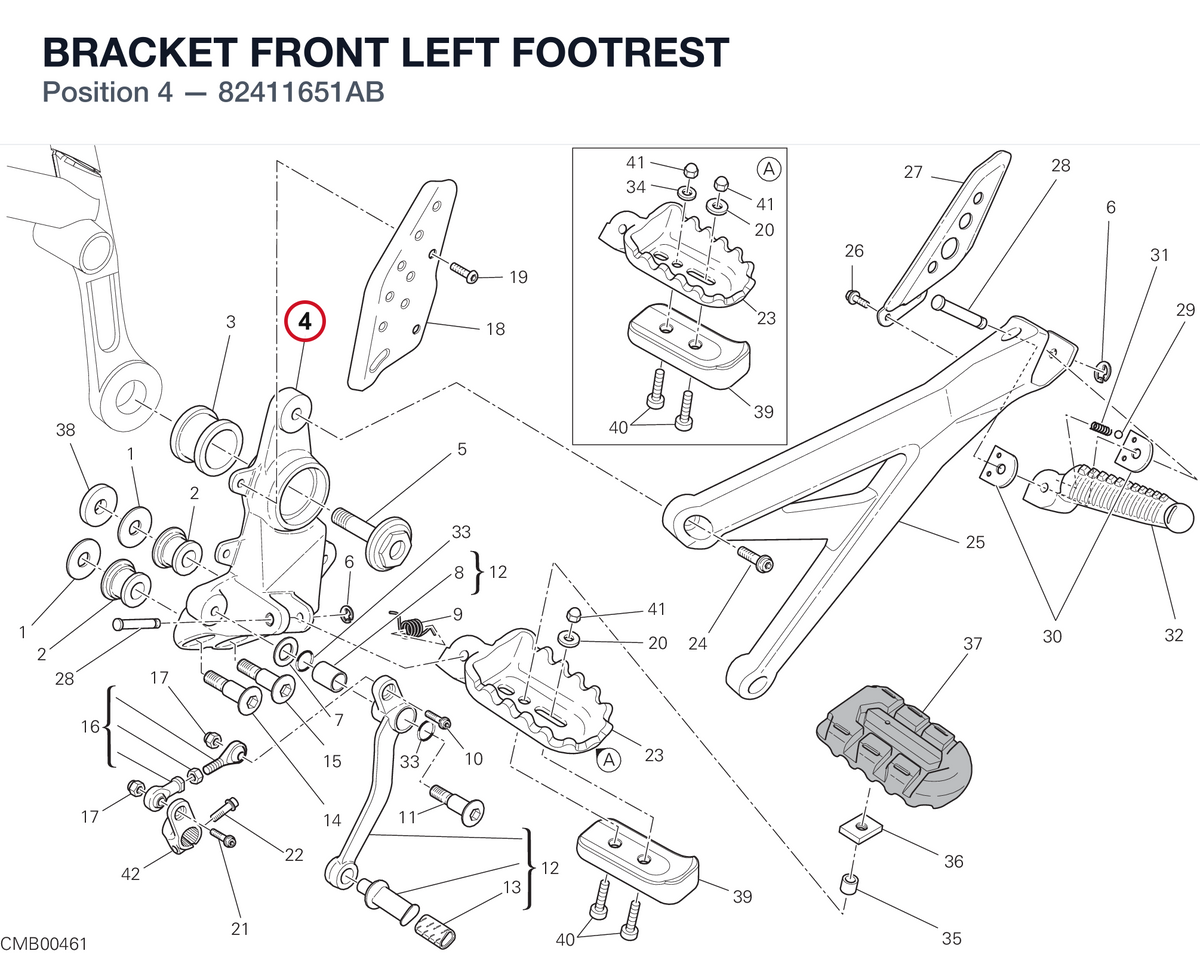 BRACKET FRONT LEFT FOOTREST