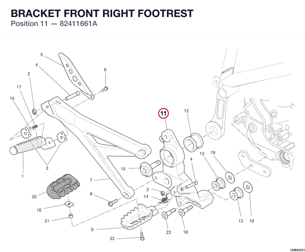 BRACKET FRONT RIGHT FOOTREST