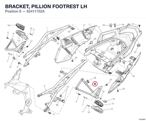 BRACKET, PILLION FOOTREST LH 82411702A diagram position