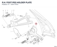 R.H. FOOT PEG HOLDER PLATE 82411781A diagram position