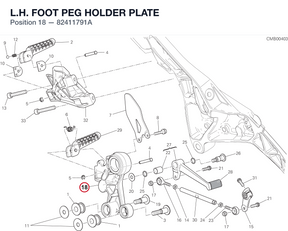 L.H. FOOT PEG HOLDER PLATE 82411791A diagram position