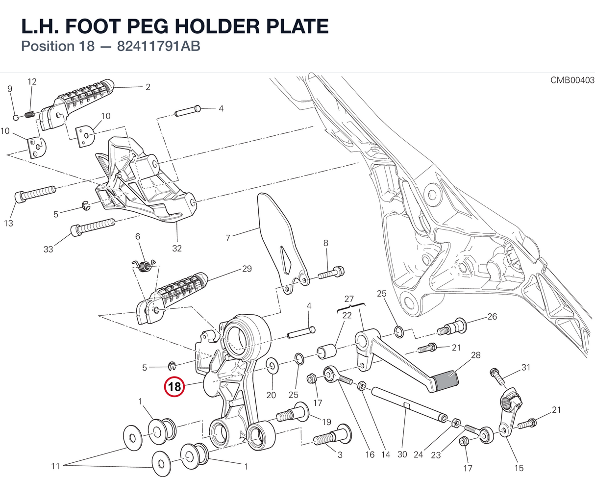 L.H. FOOT PEG HOLDER PLATE