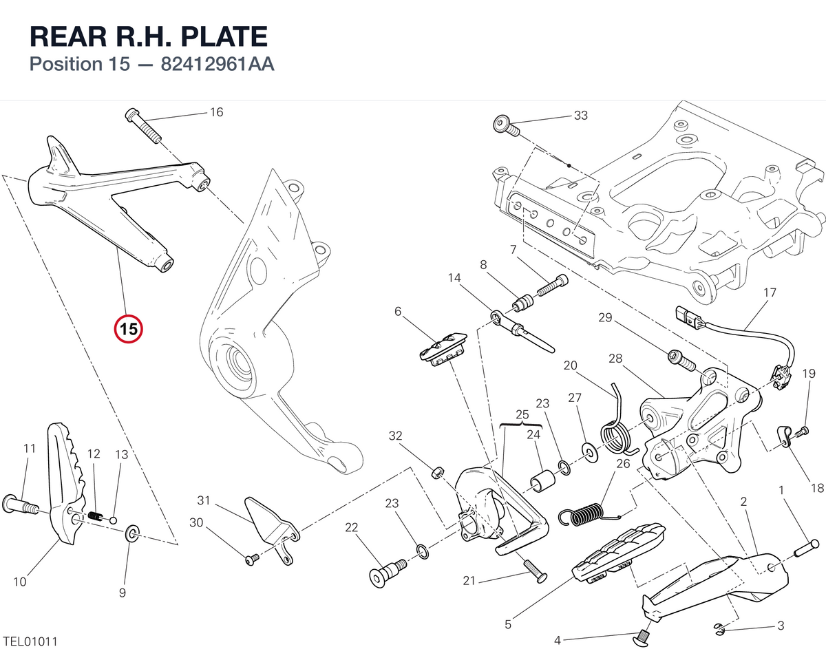 REAR R.H. PLATE 82412961AA diagram position