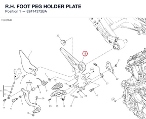 R.H. FOOT PEG HOLDER PLATE 82414372BA diagram position