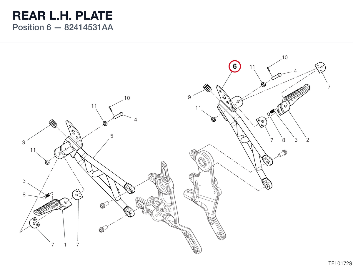REAR L.H. PLATE 82414531AA diagram position