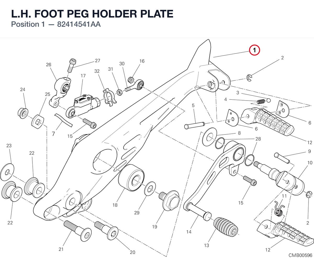 L.H. FOOT PEG HOLDER PLATE 82414541AA diagram position