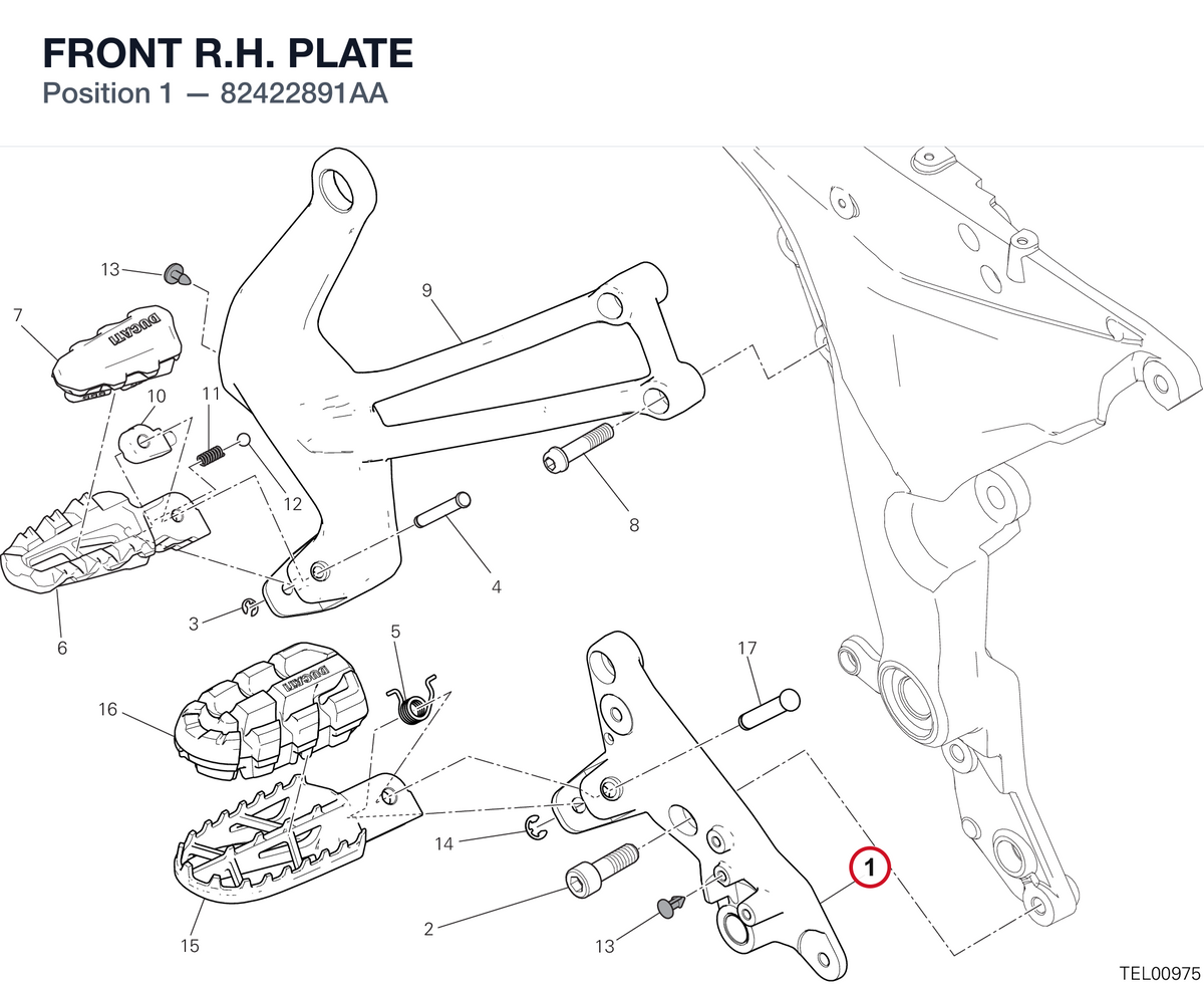 FRONT R.H. PLATE 82422891AA diagram position