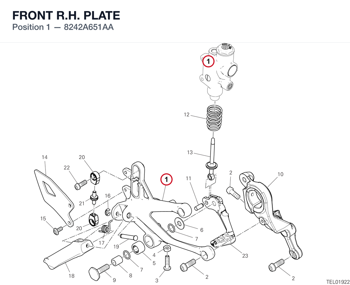 FRONT R.H. PLATE 8242A651AA diagram position