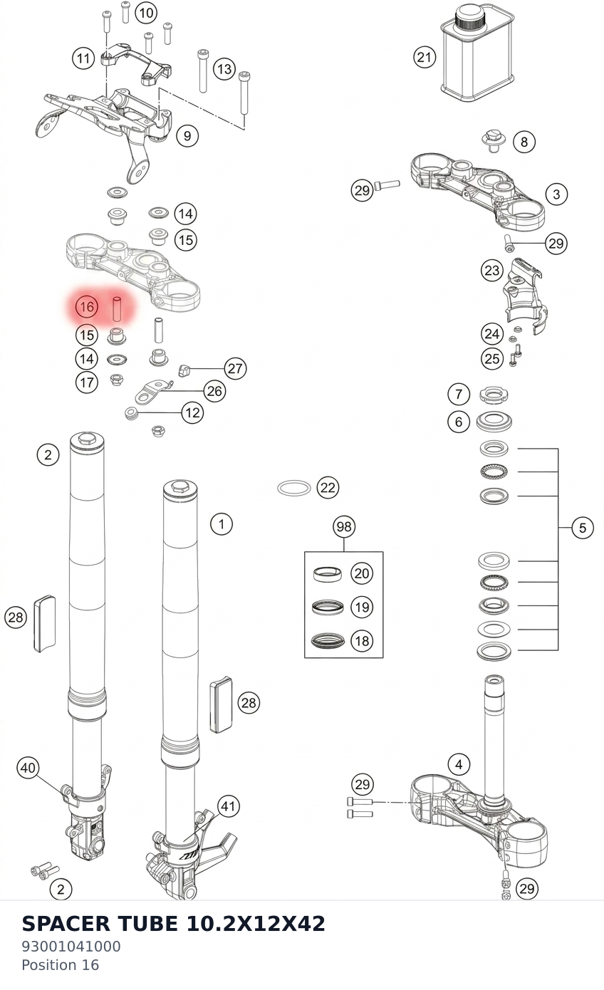 Diagram preview: SPACER TUBE 10.2X12X42 (93001041000)