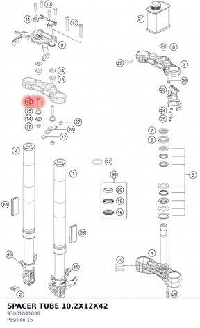 Diagram preview: SPACER TUBE 10.2X12X42 (93001041000)