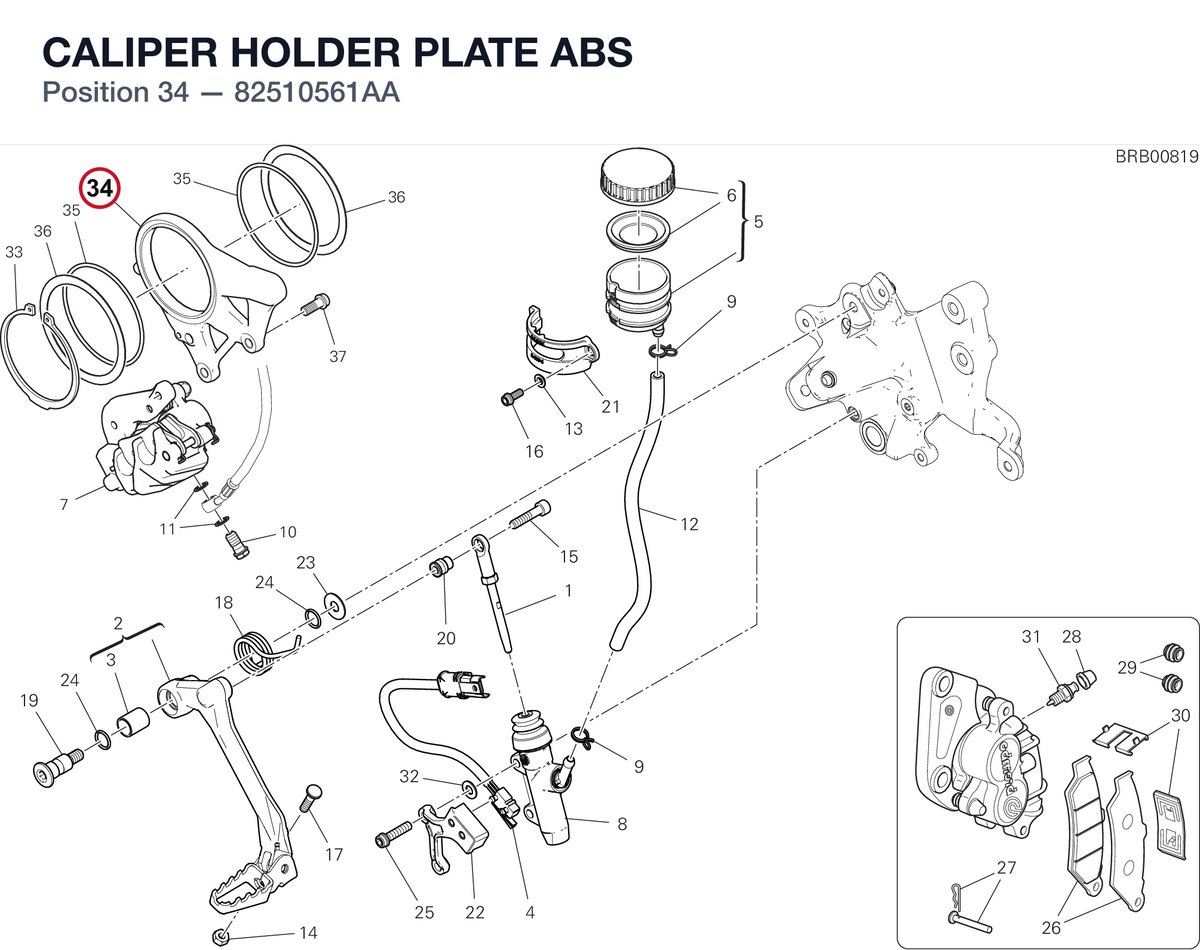 CALIPER HOLDER PLATE ABS 82510561AA diagram position