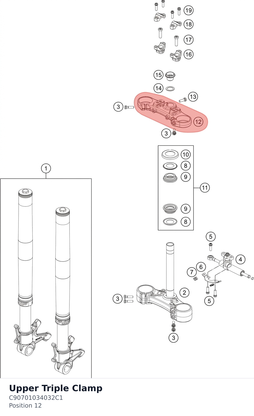 Diagram preview: Upper Triple Clamp (C90701034032C1)