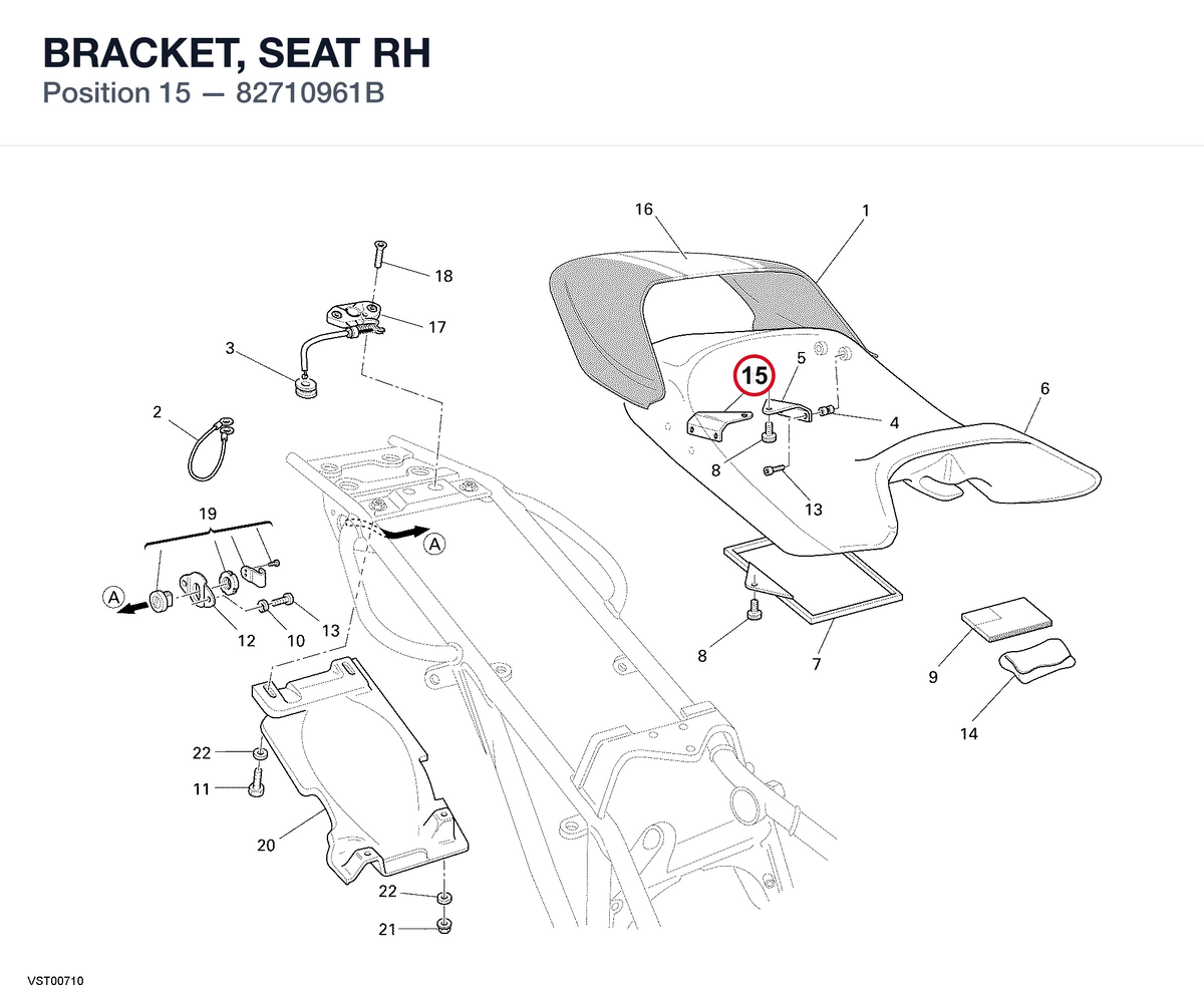 BRACKET, SEAT RH 82710961B diagram position