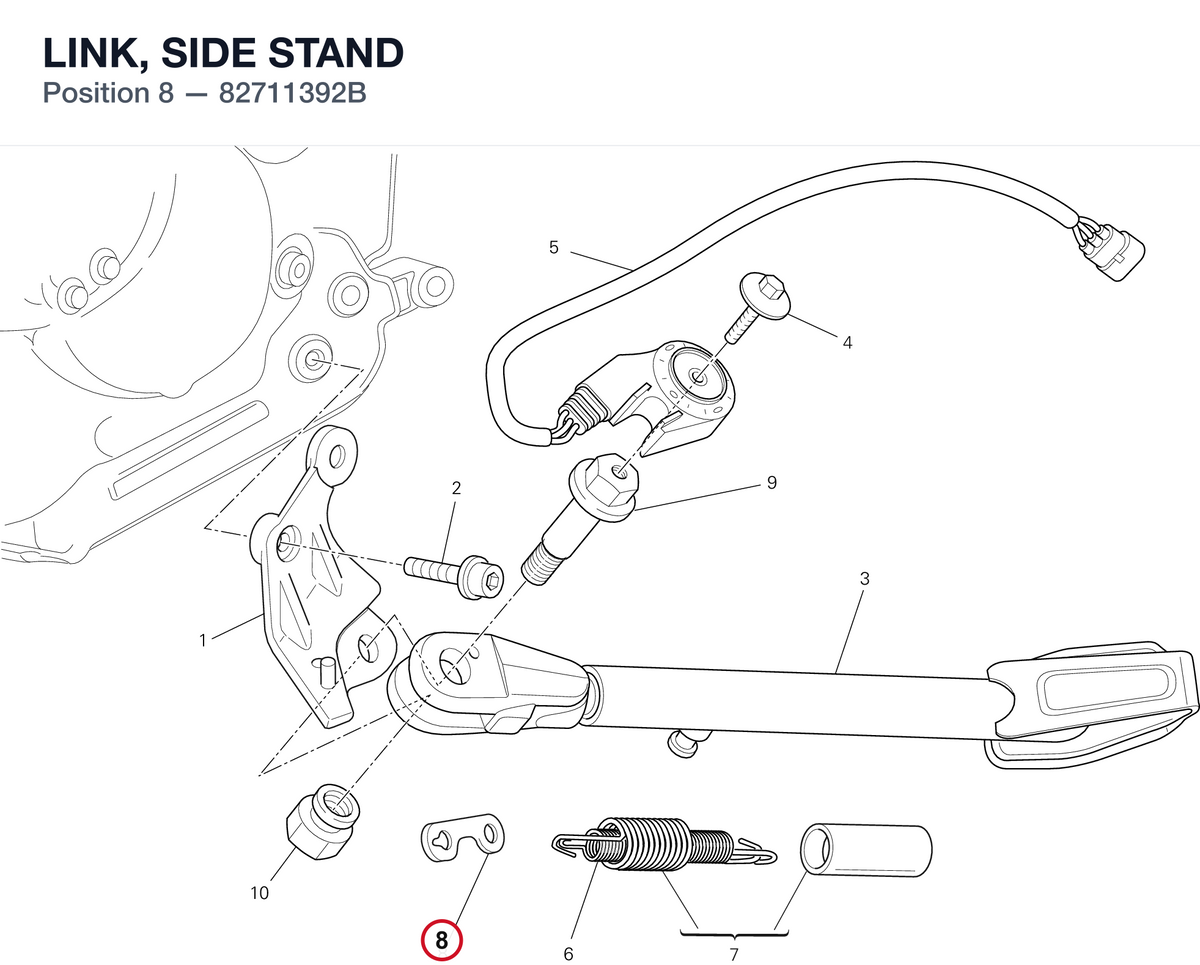 LINK, SIDE STAND 82711392B diagram position