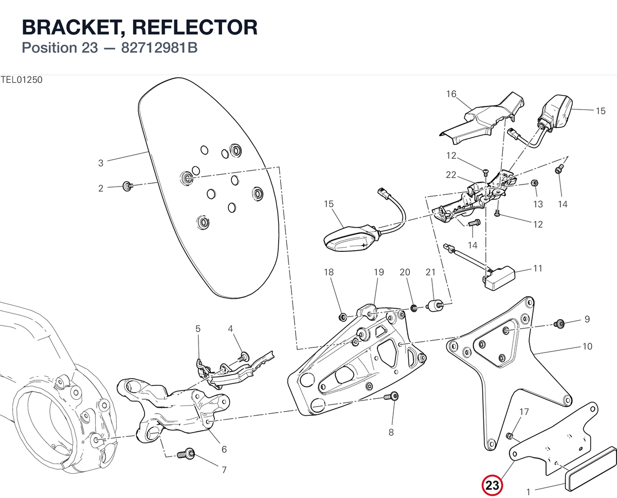 BRACKET, REFLECTOR 82712981B diagram position