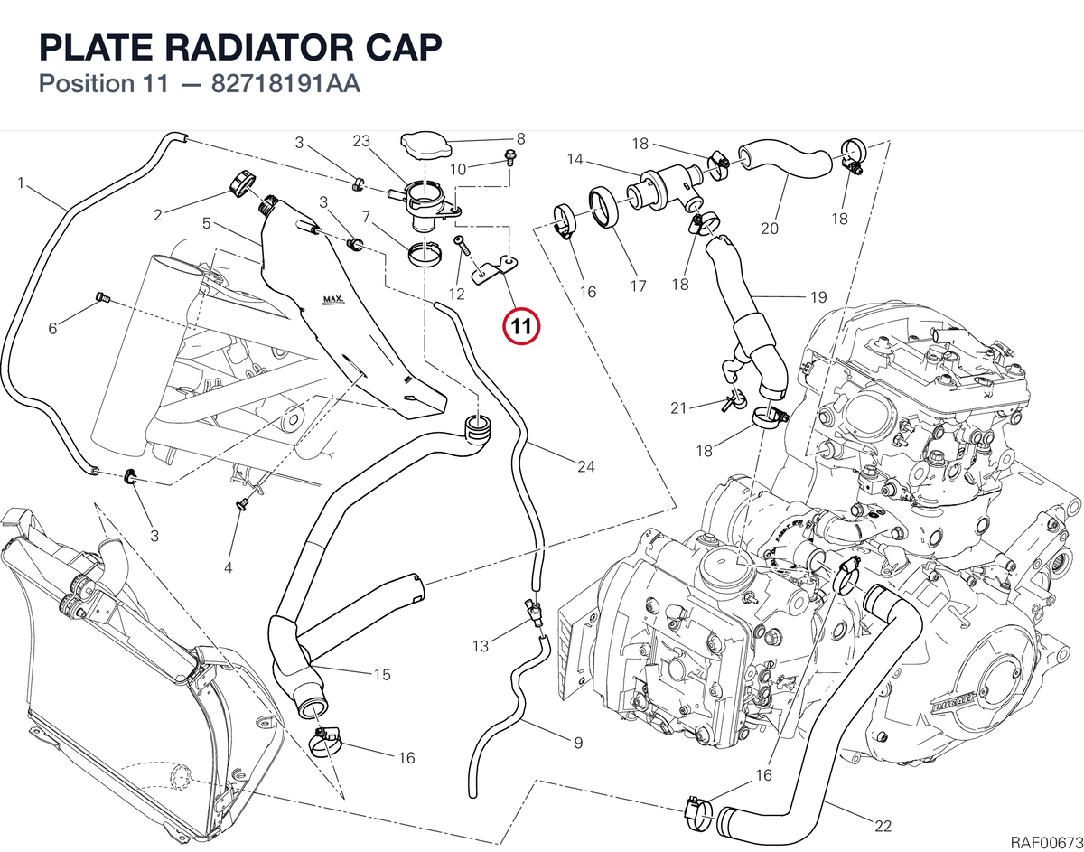 PLATE RADIATOR CAP 82718191AA diagram position
