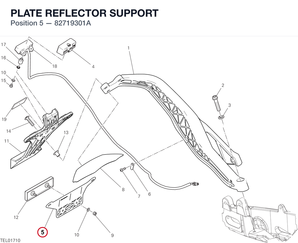 PLATE REFLECTOR SUPPORT 82719301A diagram position