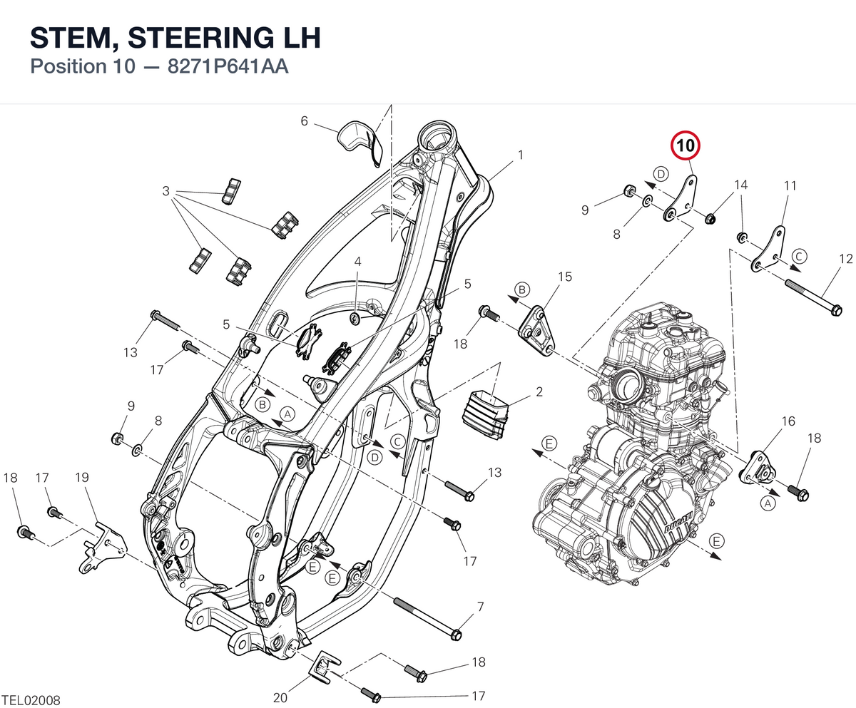 STEM, STEERING LH 8271P641AA diagram position
