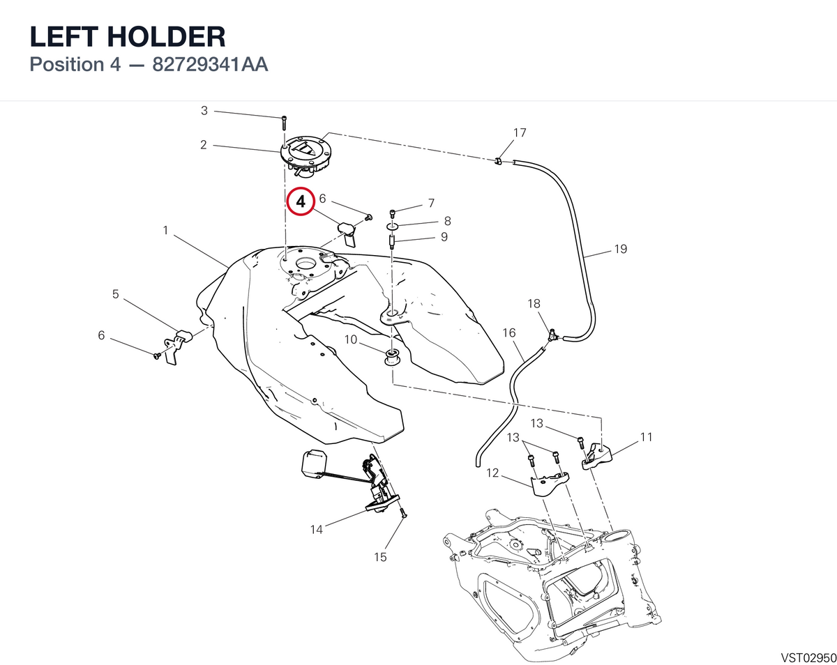 LEFT HOLDER 82729341AA diagram position